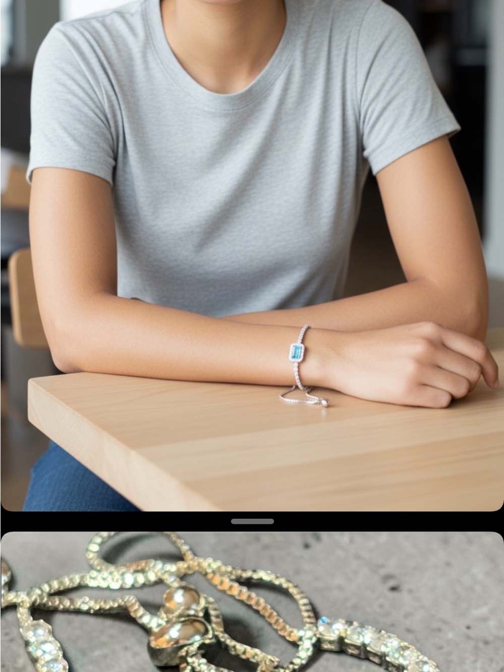 Adjustable Silver Bracelet with Blue Stone Accent